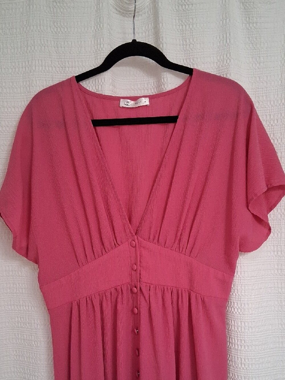 Cupshe Rose-Pink V-Neck Maxi Dress with Button Front - Picture 3 of 5